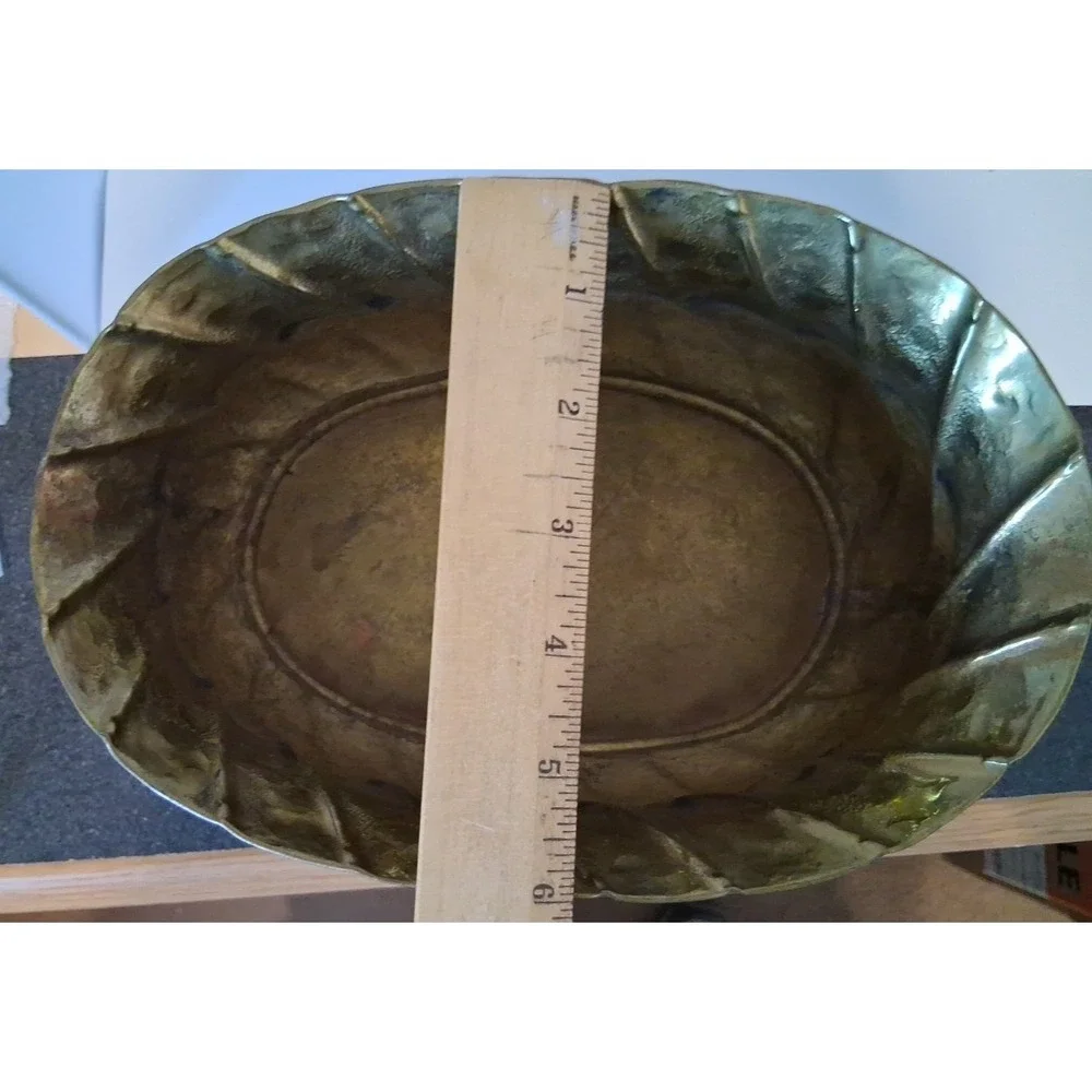 Vintage Brass Italian Style Footed Planter Cache pot Large 9